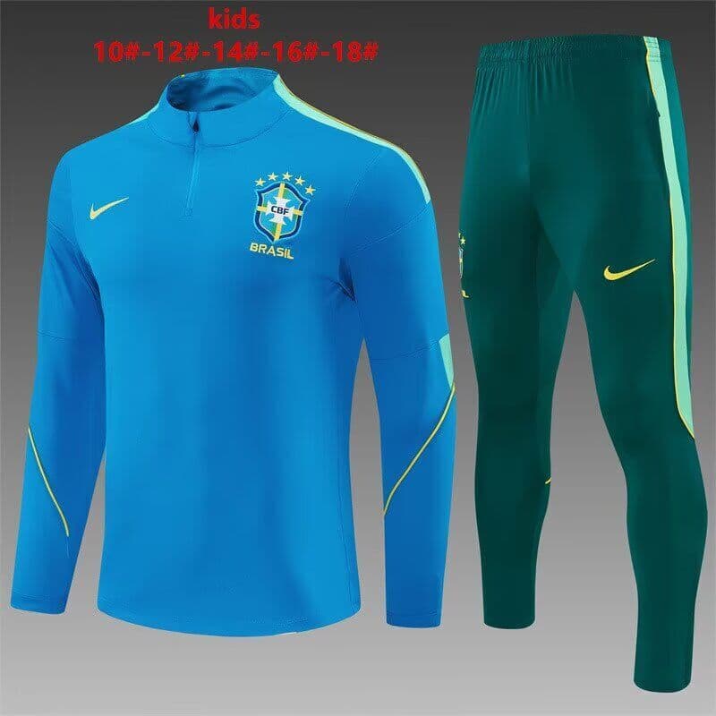 Kids - Thailand Quality(AAA) 2026 Brazil Blue Soccer Tracksuit