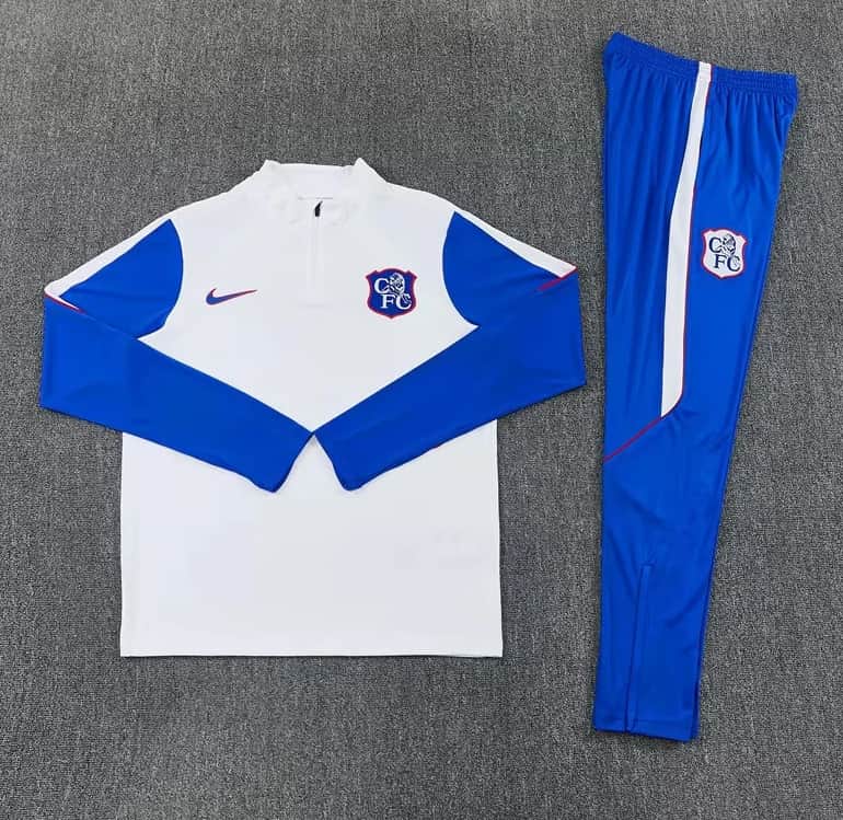 Thailand Quality(AAA) 26/27 Chelsea White Soccer Tracksuit 02