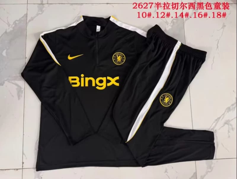 Kids - Thailand Quality(AAA) 26/27 Chelsea Black Soccer Tracksuit Kids - Thailand Quality(AAA) 26/27 Chelsea Black Soccer Tracksuit