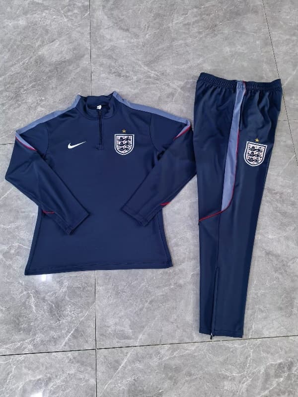 Thailand Quality(AAA) 2026 England Dark Blue Soccer Tracksuit