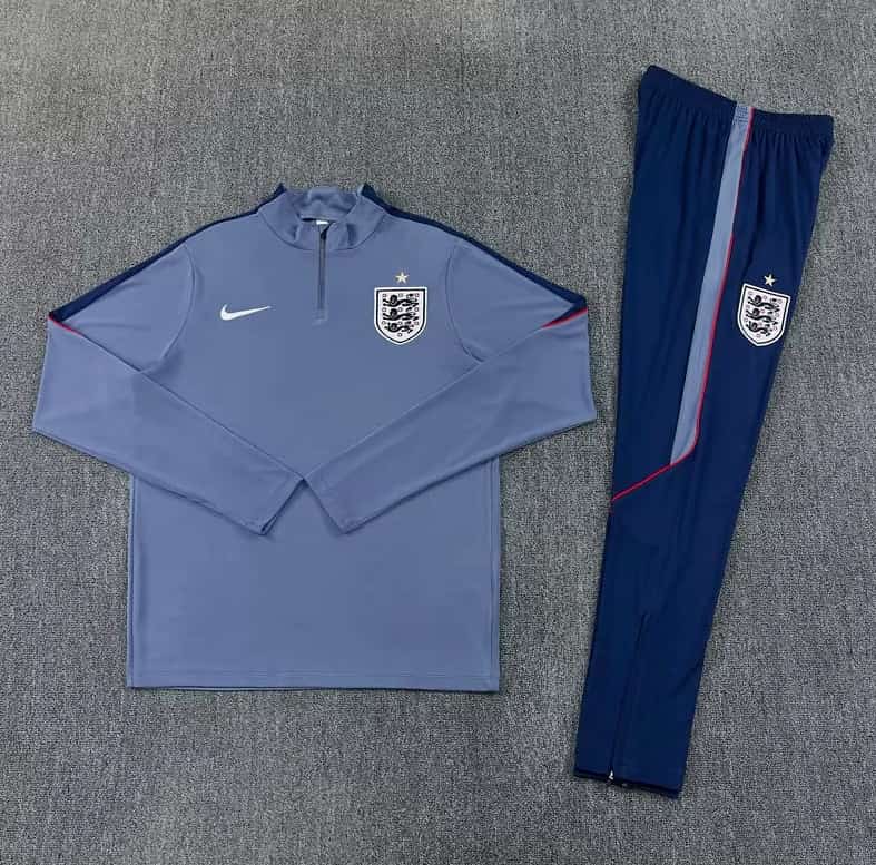 Thailand Quality(AAA) 2026 England Grey Soccer Tracksuit