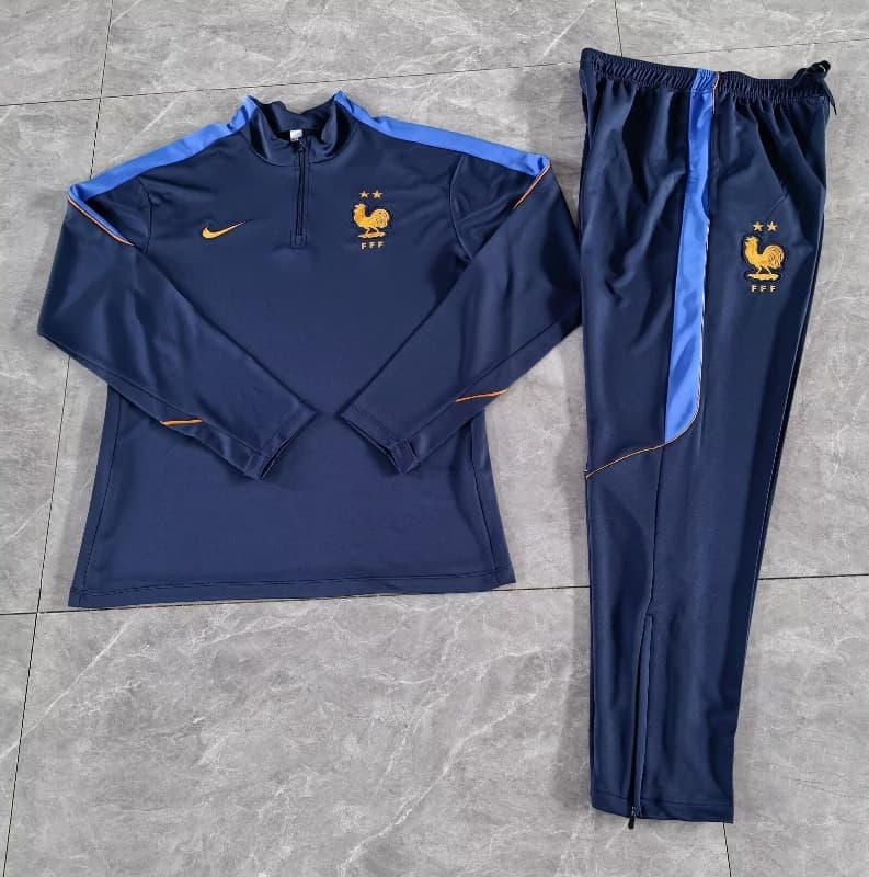 Thailand Quality(AAA) 2026 France Dark Blue Soccer Tracksuit 03