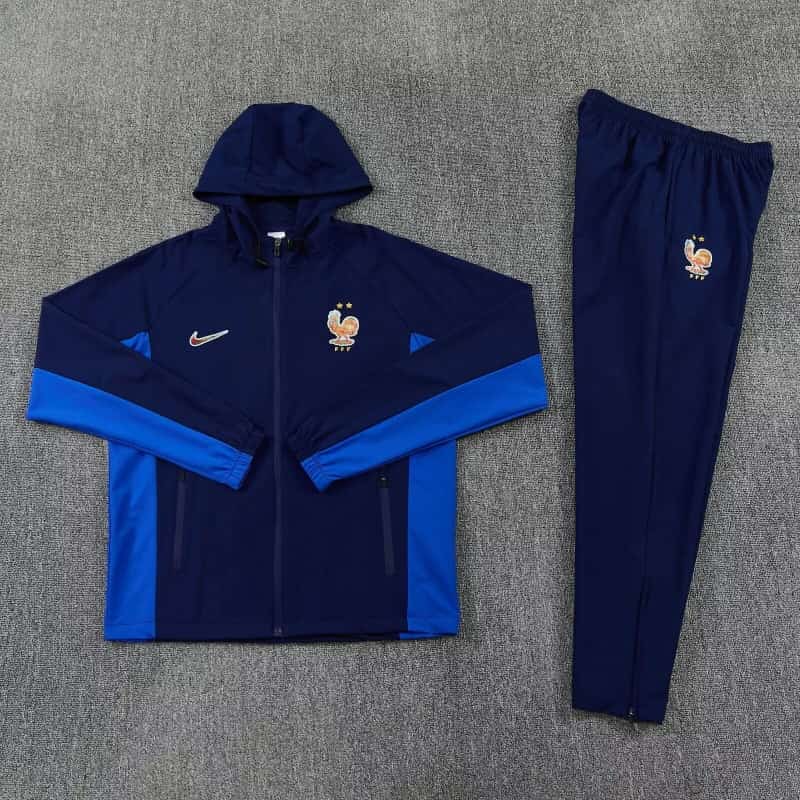 Thailand Quality(AAA) 2026 France Dark Blue Soccer Windbreaker Tracksuit 04