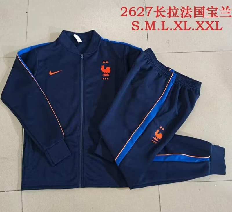 Thailand Quality(AAA) 2026 France Dark Blue Soccer Tracksuit 05 Thailand Quality(AAA) 2026 France Dark Blue Soccer Tracksuit 05