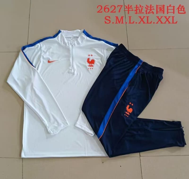 Thailand Quality(AAA) 2026 France White Soccer Tracksuit