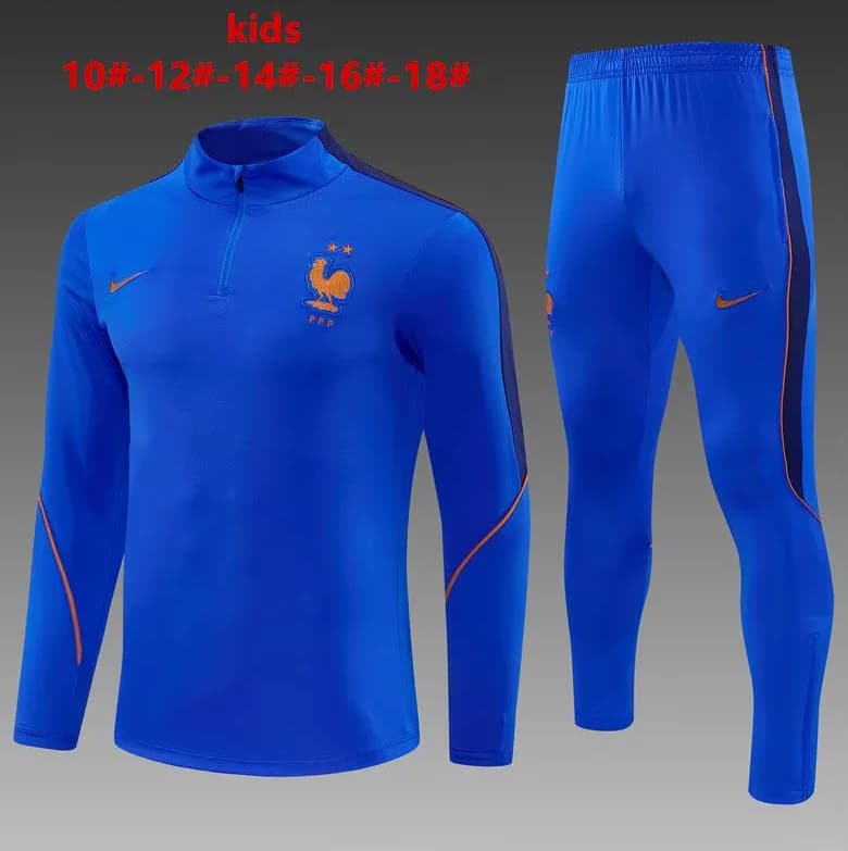 Kids - Thailand Quality(AAA) 2026 France Blue Soccer Tracksuit