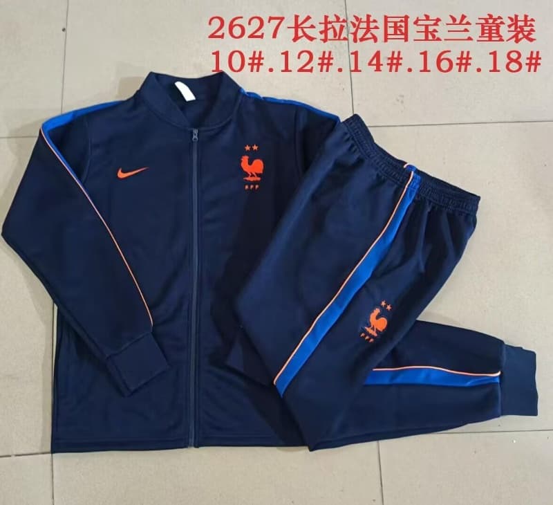 Kids - Thailand Quality(AAA) 2026 France Dark Blue Soccer Tracksuit 02 Kids - Thailand Quality(AAA) 2026 France Dark Blue Soccer Tracksuit 02