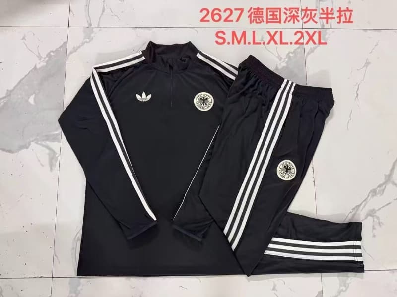 Thailand Quality(AAA) 2026 Germany Black Soccer Tracksuit 05