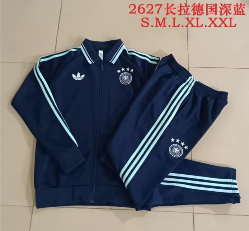 Thailand Quality(AAA) 2026 Germany Dark Blue Soccer Tracksuit