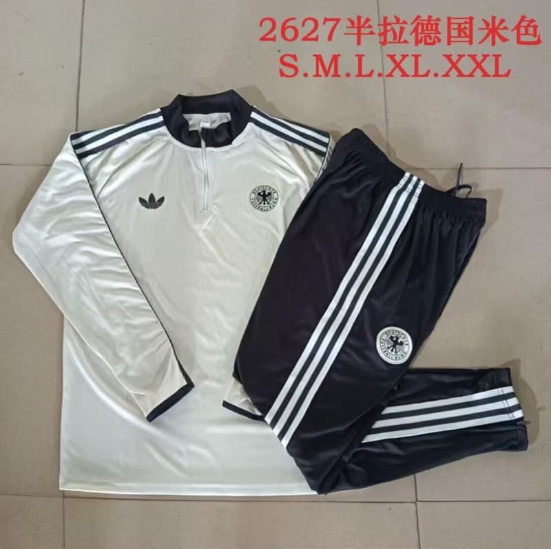 Thailand Quality(AAA) 2026 Germany Light Yellow Soccer Tracksuit 02