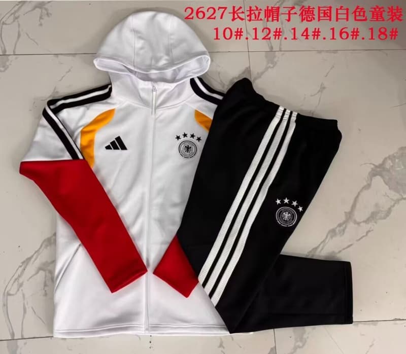 Kids - Thailand Quality(AAA) 2026 Germany White Soccer Tracksuit Kids - Thailand Quality(AAA) 2026 Germany White Soccer Tracksuit