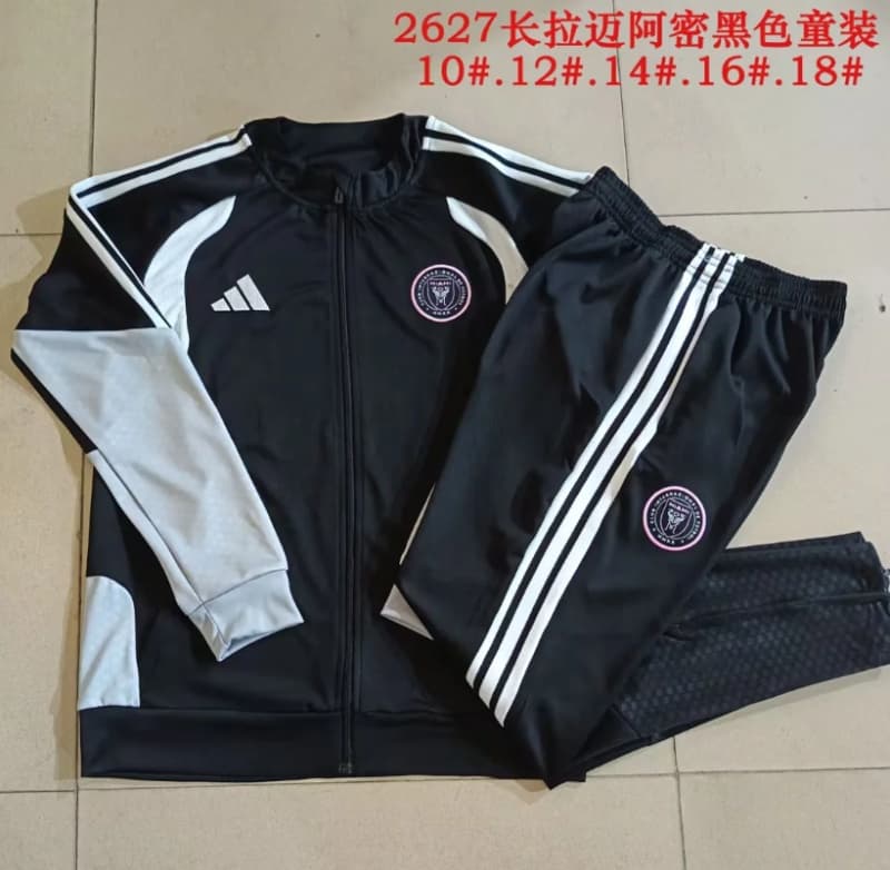 Kids - Thailand Quality(AAA) 2026 Inter Miami Black Soccer Tracksuit