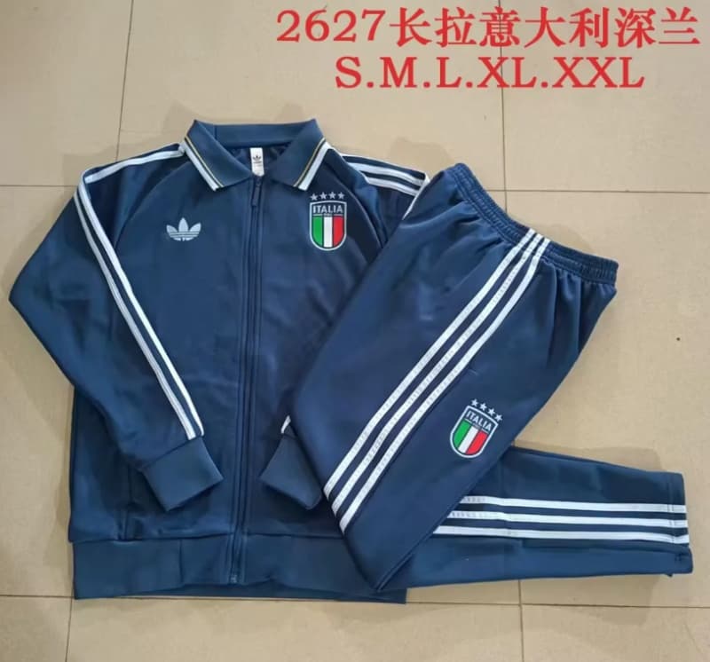 Thailand Quality(AAA) 2026 Italy Dark Blue Soccer Tracksuit 02 Thailand Quality(AAA) 2026 Italy Dark Blue Soccer Tracksuit 02