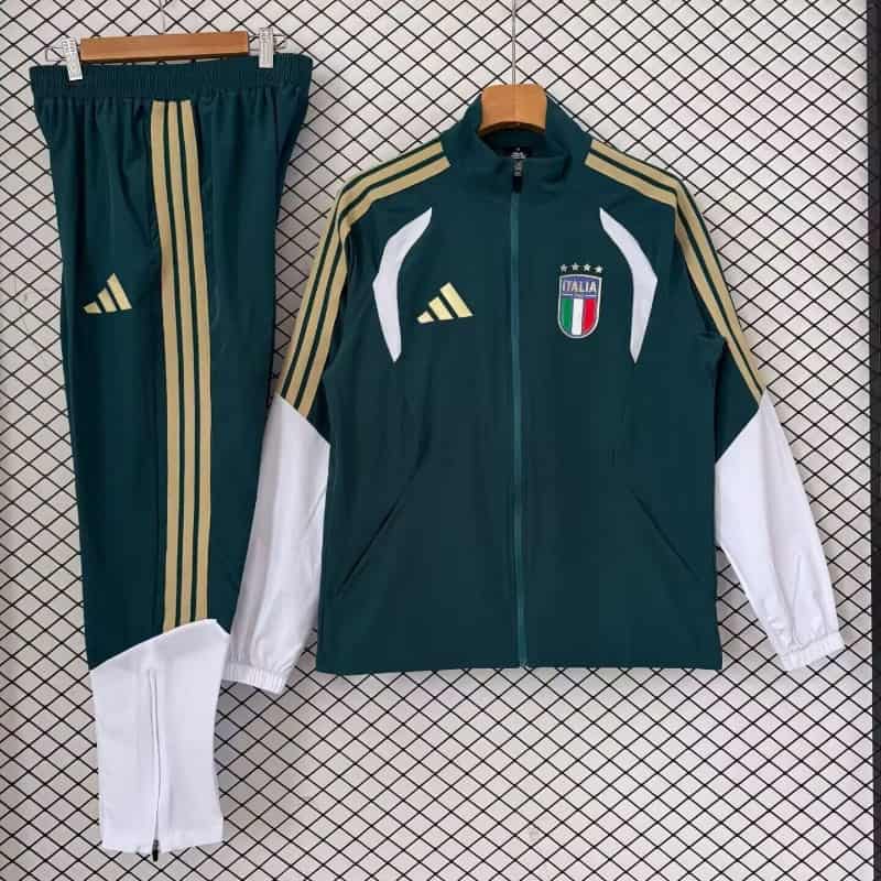 Thailand Quality(AAA) 2026 Italy Green Soccer Tracksuit 04