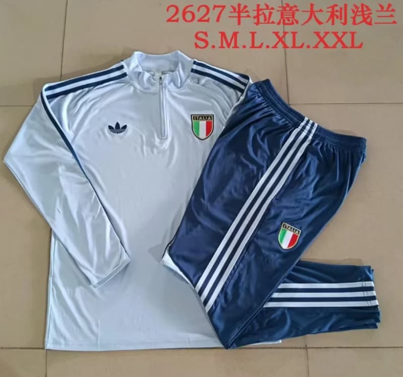 Thailand Quality(AAA) 2026 Italy Light Blue Soccer Tracksuit