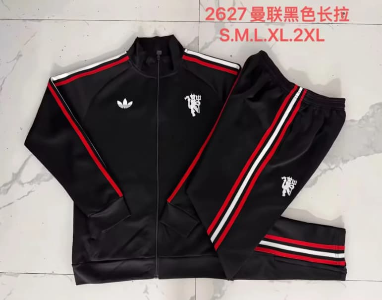 Thailand Quality(AAA) 26/27 Manchester United Black Soccer Tracksuit