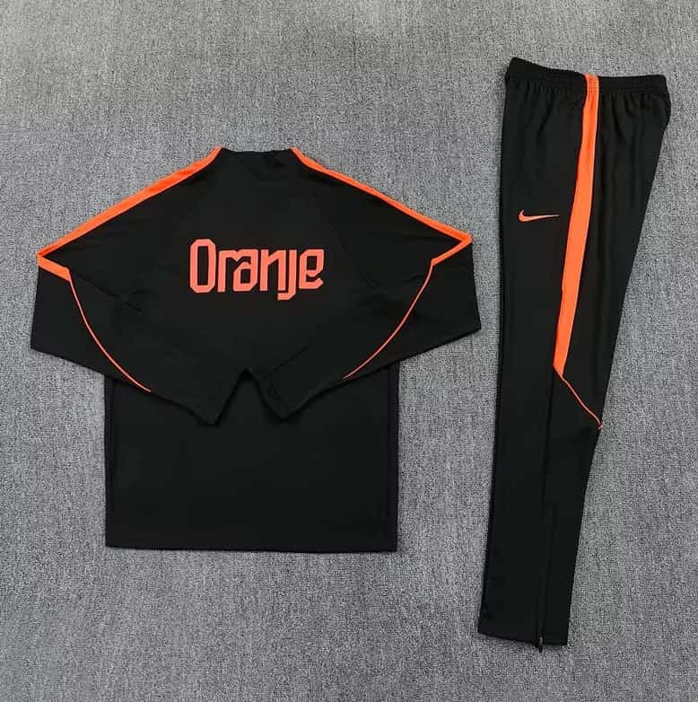 Thailand Quality(AAA) 2026 Netherlands Black Soccer Tracksuit