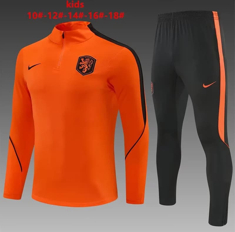 Kids - Thailand Quality(AAA) 2026 Netherlands Orange Soccer Tracksuit Kids - Thailand Quality(AAA) 2026 Netherlands Orange Soccer Tracksuit