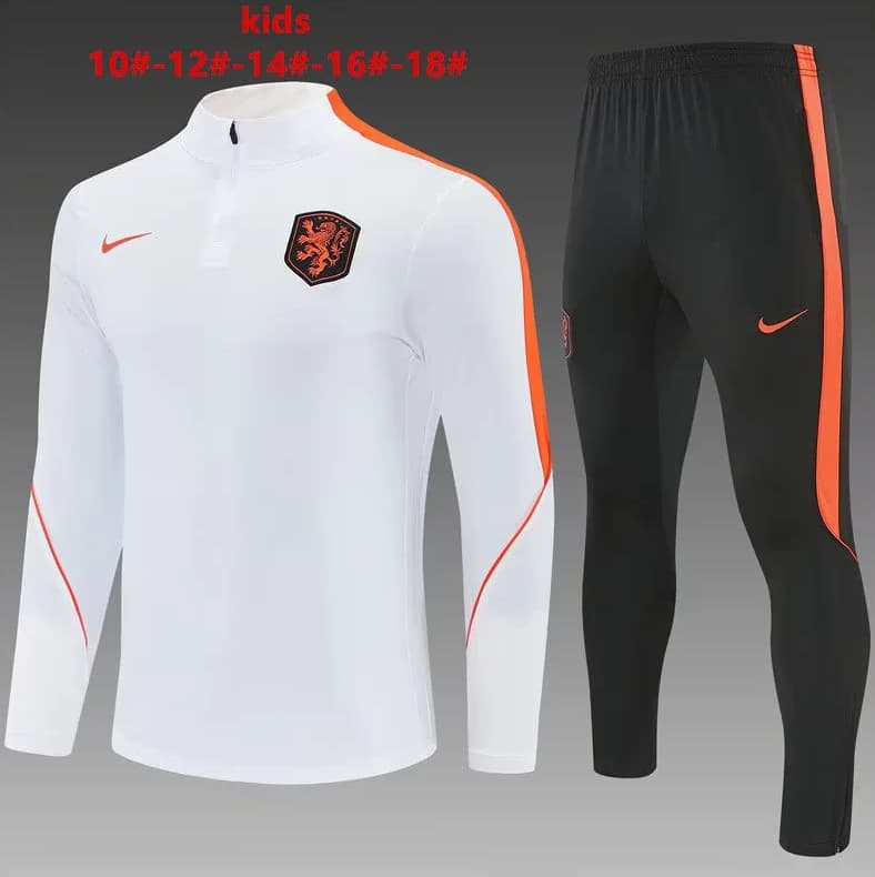 Kids - Thailand Quality(AAA) 2026 Netherlands White Soccer Tracksuit Kids - Thailand Quality(AAA) 2026 Netherlands White Soccer Tracksuit