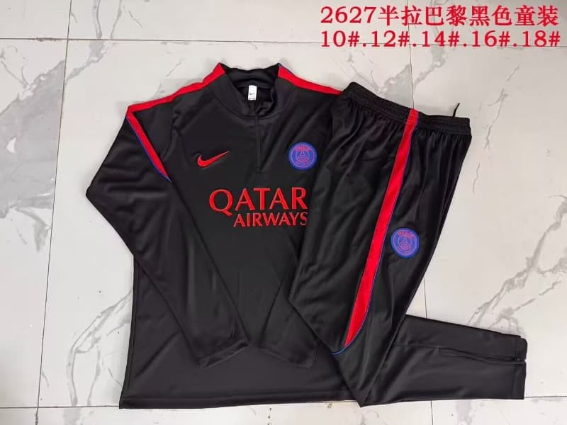 Kids - Thailand Quality(AAA) 26/27 Paris St Germain Black Soccer Tracksuit Kids - Thailand Quality(AAA) 26/27 Paris St Germain Black Soccer Tracksuit