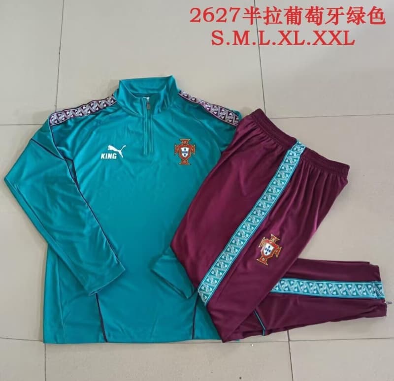 Thailand Quality(AAA) 2026 Portugal Green Soccer Tracksuit 03