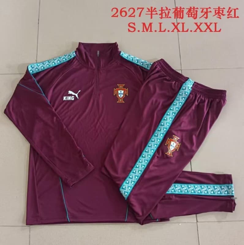 Thailand Quality(AAA) 2026 Portugal Red Soccer Tracksuit 03