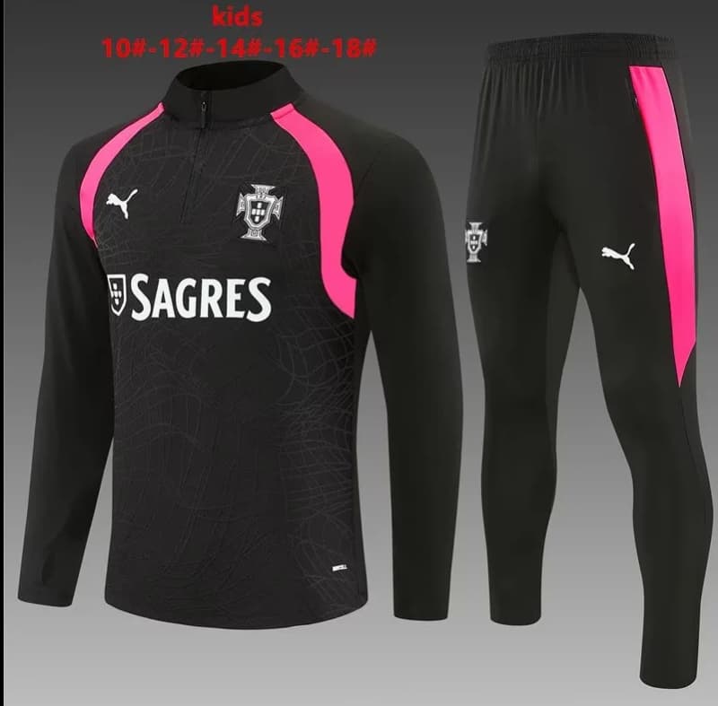Kids - Thailand Quality(AAA) 2026 Portugal Black Soccer Tracksuit Kids - Thailand Quality(AAA) 2026 Portugal Black Soccer Tracksuit
