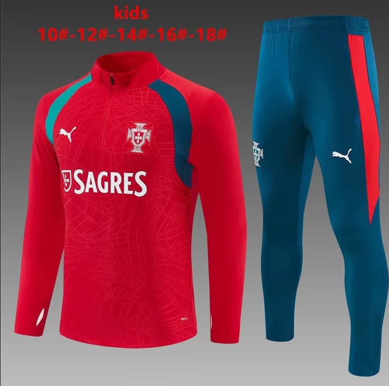 Kids - Thailand Quality(AAA) 2026 Portugal Red Soccer Tracksuit Kids - Thailand Quality(AAA) 2026 Portugal Red Soccer Tracksuit
