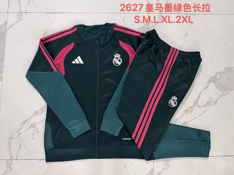 Thailand Quality(AAA) 26/27 Real Madrid Dark Green Soccer Tracksuit