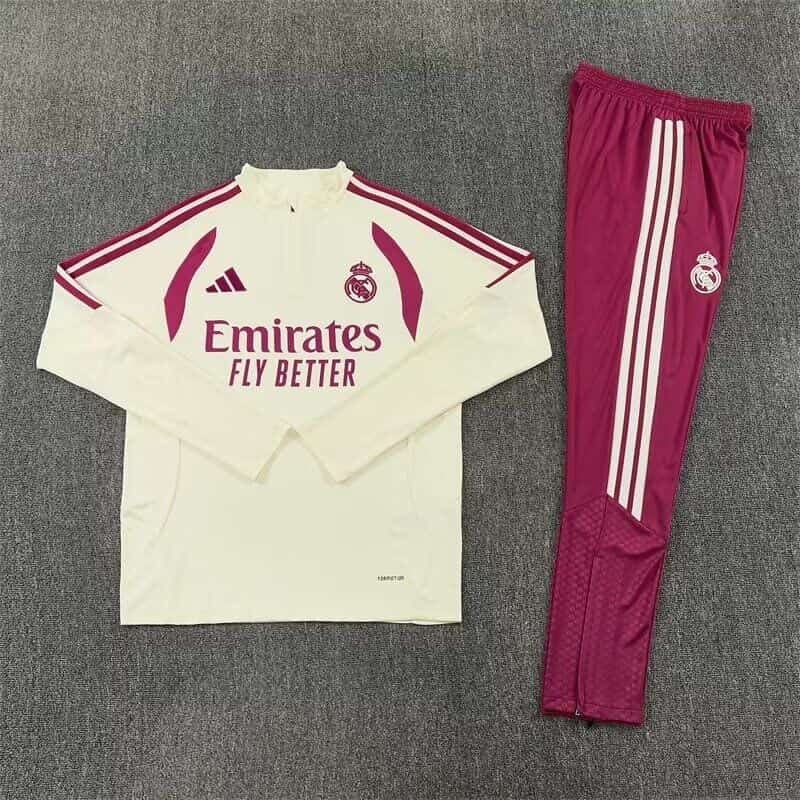 Thailand Quality(AAA) 26/27 Real Madrid Light Yellow Soccer Tracksuit