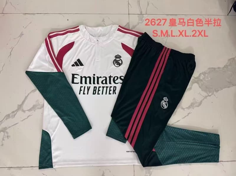 Thailand Quality(AAA) 26/27 Real Madrid White Soccer Tracksuit 02
