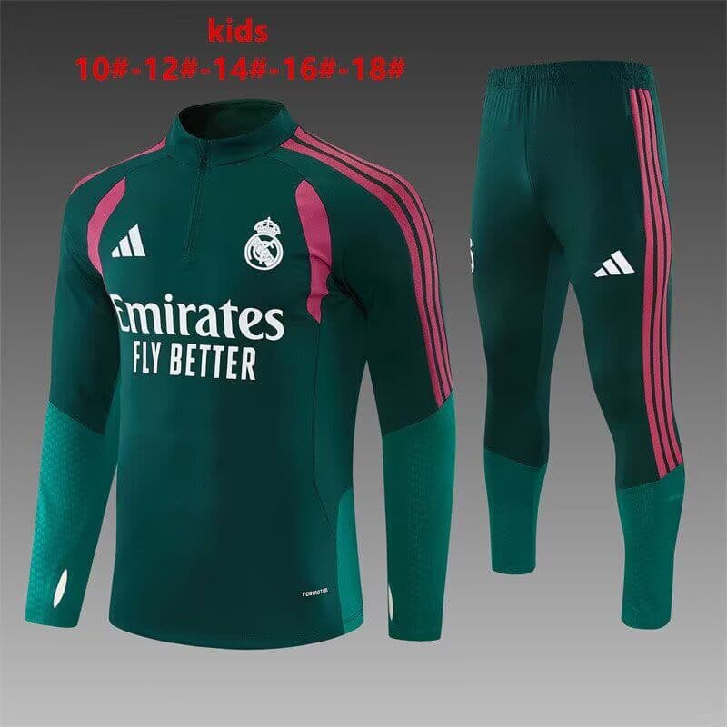 Kids - Thailand Quality(AAA) 26/27 Real Madrid Green Soccer Tracksuit Kids - Thailand Quality(AAA) 26/27 Real Madrid Green Soccer Tracksuit