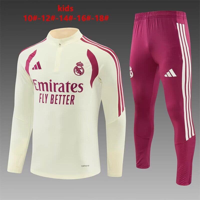 Kids - Thailand Quality(AAA) 26/27 Real Madrid Light Yellow Soccer Tracksuit Kids - Thailand Quality(AAA) 26/27 Real Madrid Light Yellow Soccer Tracksuit