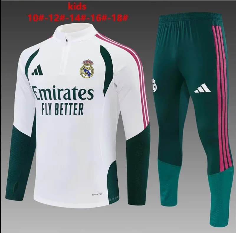 Kids - Thailand Quality(AAA) 26/27 Real Madrid White Soccer Tracksuit Kids - Thailand Quality(AAA) 26/27 Real Madrid White Soccer Tracksuit