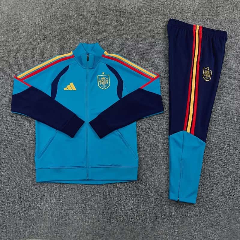 Thailand Quality(AAA) 2026 Spain Blue Soccer Tracksuit 03