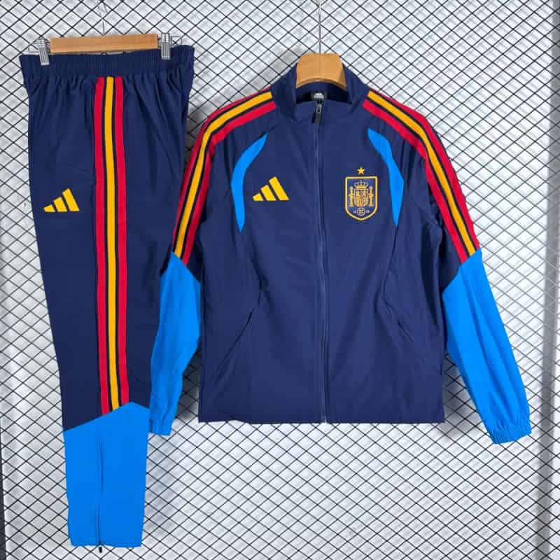 Thailand Quality(AAA) 2026 Spain Dark Blue Soccer Tracksuit 04