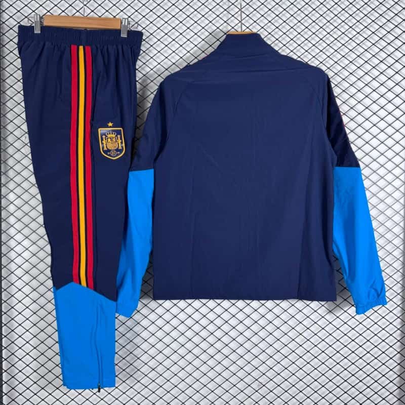 Thailand Quality(AAA) 2026 Spain Dark Blue Soccer Tracksuit 04