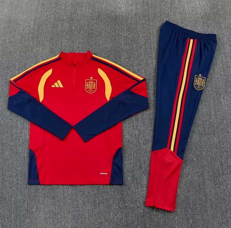 Thailand Quality(AAA) 2026 Spain Red Soccer Tracksuit 02