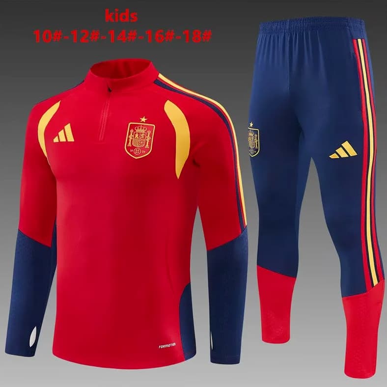 Kids - Thailand Quality(AAA) 2026 Spain Red Soccer Tracksuit