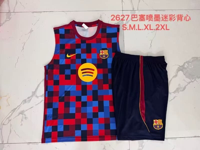 Thailand Quality(AAA) 26/27 Barcelona Blue Red Soccer Training Sets 02