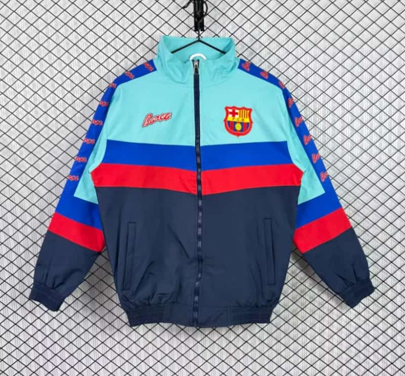 Thailand Quality(AAA) 1996/97 Barcelona Green Soccer Windbreaker