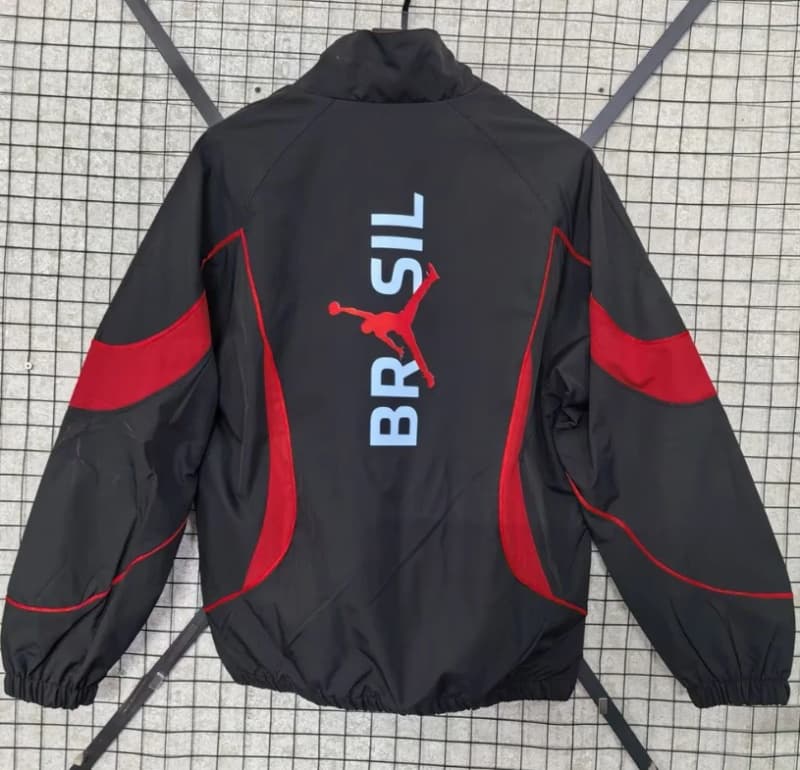 Thailand Quality(AAA) 2026 Brazil Black Soccer Windbreaker