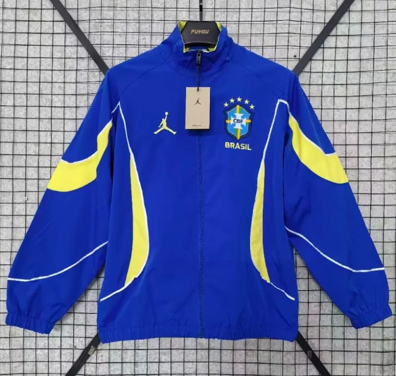 Thailand Quality(AAA) 2026 Brazil Blue Soccer Windbreaker