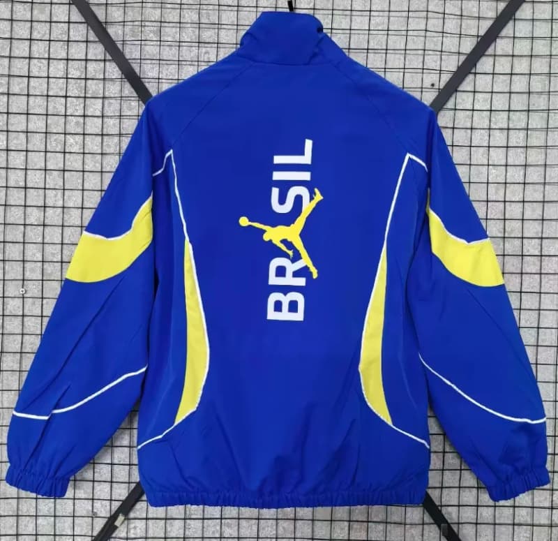 Thailand Quality(AAA) 2026 Brazil Blue Soccer Windbreaker