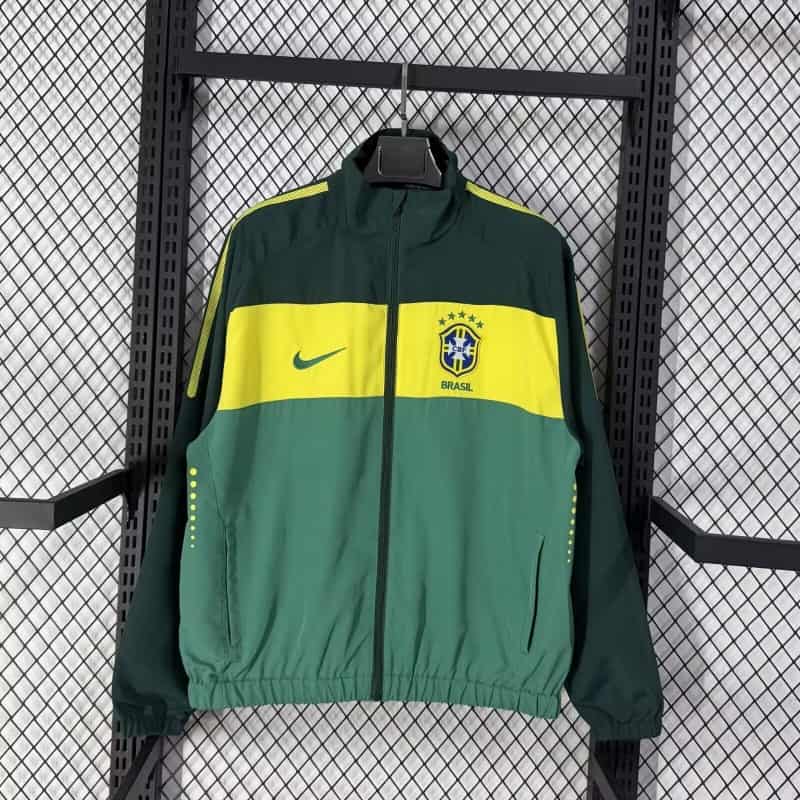 Thailand Quality(AAA) 2026 Brazil Green Soccer Windbreaker
