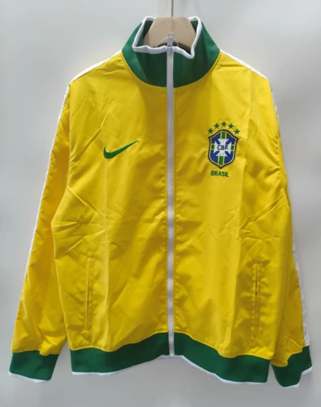 Thailand Quality(AAA) 2026 Brazil Yellow Soccer Windbreaker