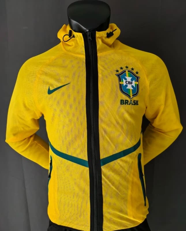 Thailand Quality(AAA) 2026 Brazil Yellow Soccer Windbreaker 02