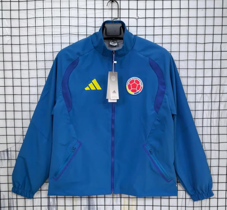 Thailand Quality(AAA) 2026 Colombia Blue Soccer Windbreaker Thailand Quality(AAA) 2026 Colombia Blue Soccer Windbreaker