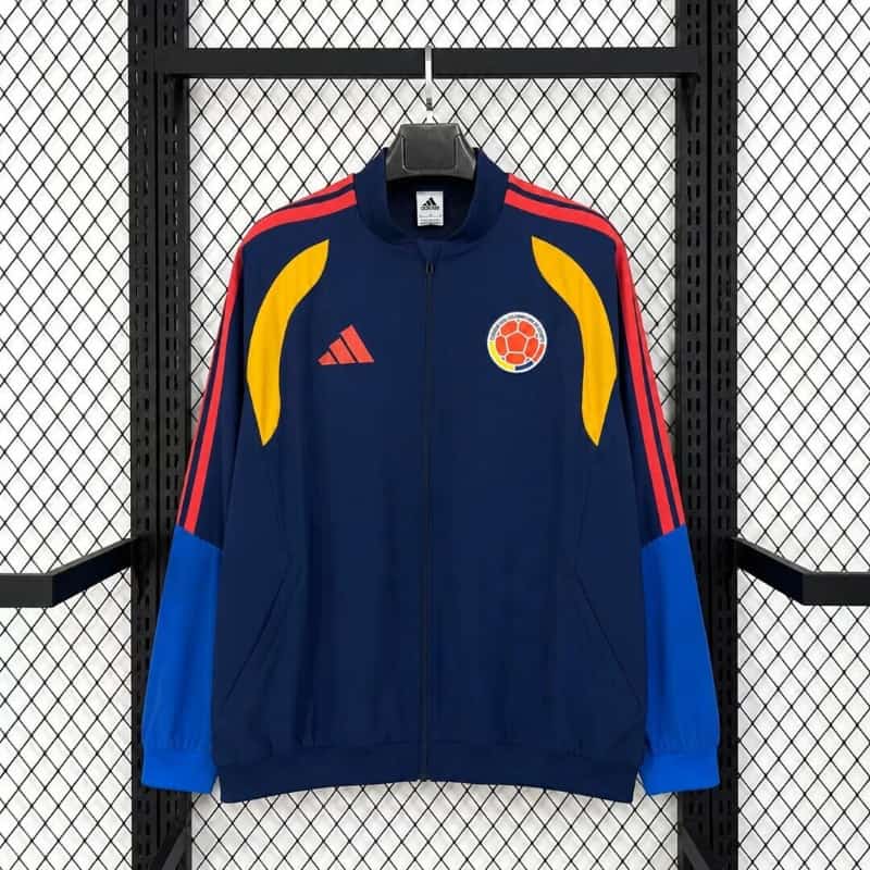Thailand Quality(AAA) 2026 Colombia Dark Blue Soccer Windbreaker 02