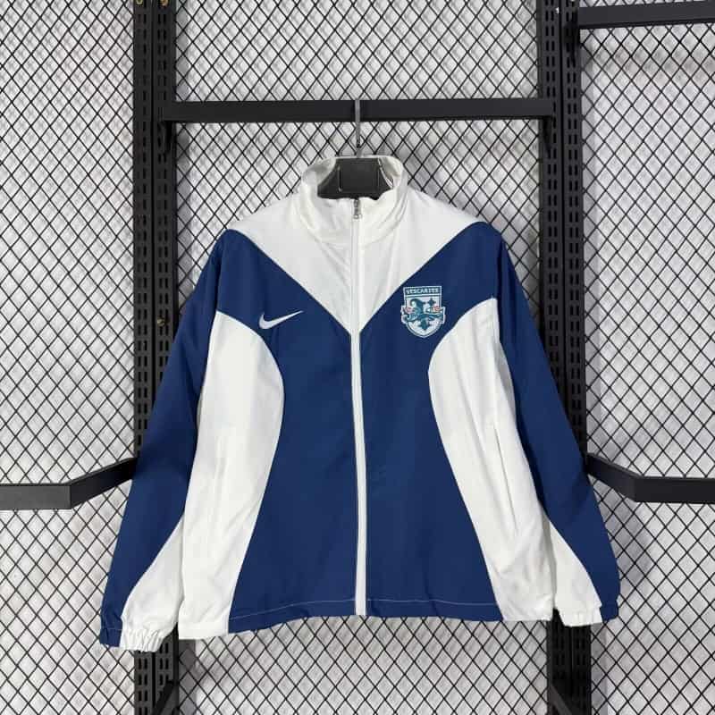 Thailand Quality(AAA) 2026 England White Blue Soccer Windbreaker